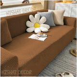 Jacquard Stripe Sofa Cover - Camel