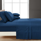 Luxury Strip Satin Bed sheet Set - Navy Blue