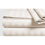 Luxury Strip Satin Bed sheet Set - Off White