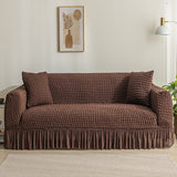 Fluffy Bubble Fabric Sofa Cover - Brown