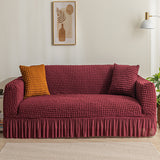 Fluffy Bubble Fabric Sofa Cover - Maroon