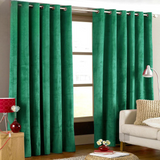 2 Pieces Plain Dyed Velvet Eyelet Curtains-Parrot Green