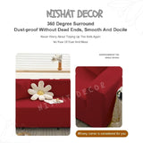 Jacquard Stripe Sofa Cover - Maroon