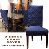 Cotton Quilted Chair Cover - Blue