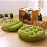 Pair of Round Floor Cushions Ball Fabric Filled- Green