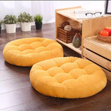 Pair of Round Floor Cushions Ball Fabric Filled- Yellow