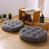 Pair of Round Floor Cushions Ball Fabric Filled- Grey