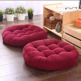 Pair of Round Floor Cushions Ball Fabric Filled- Maroon