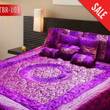 Silk Quilted Shaneel Velvet Fabric- 8 Piece Fancy Bedsheet Set - Purple