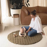 Baby Play Mat- Cotton Kids Rug _ Quilted Round Floor Carpet Rug Brown